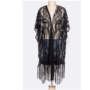 Sweaters - Just In! Fringe Lace Kimono Cardigan Sweaters - Just In! Fringe Lace Kimono Cardigan